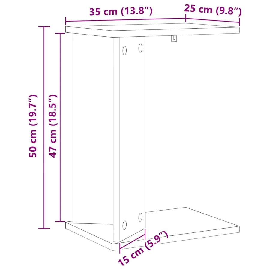 Table d'appoint Blanc 35 x 25 x 50 cm Bois d'ingénierie - 12