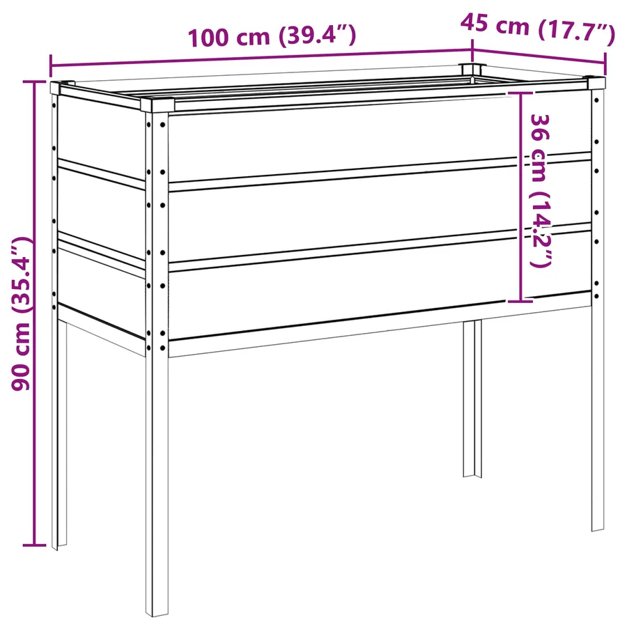 Jardinière Gris clair 100 x 45 x 90 cm Acier galvanisé - 9