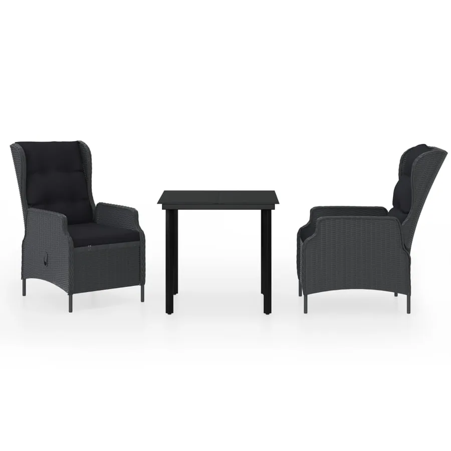 Ensemble à manger de jardin 3 pcs Gris foncé - 2