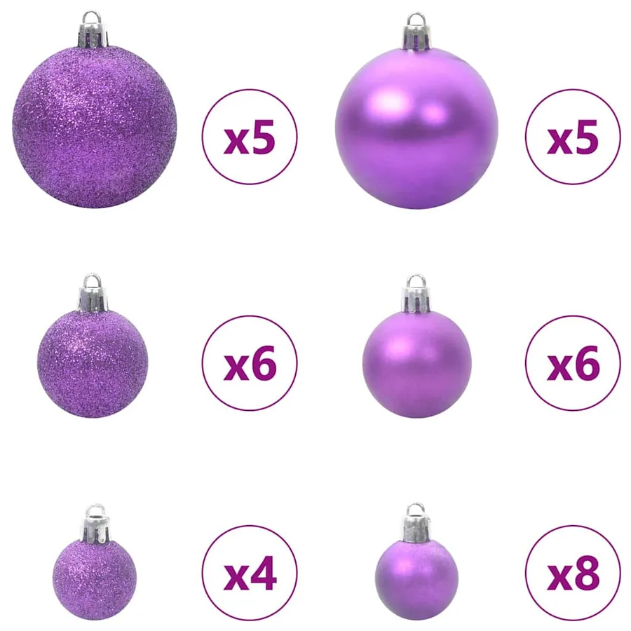 Arbre de Noël artificiel pré-éclairé avec ensemble de boules - 7