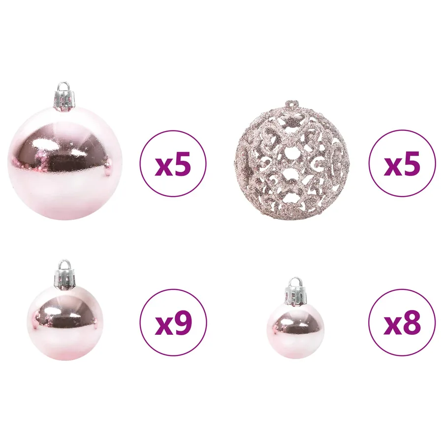 Arbre de Noël artificiel pré-éclairé avec ensemble de boules - 12