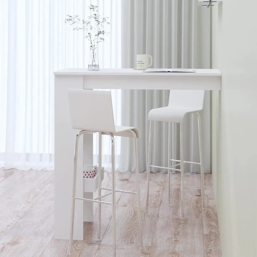 Table de bar murale Blanc 102x45x103,5 cm Bois d'ingénierie - 6