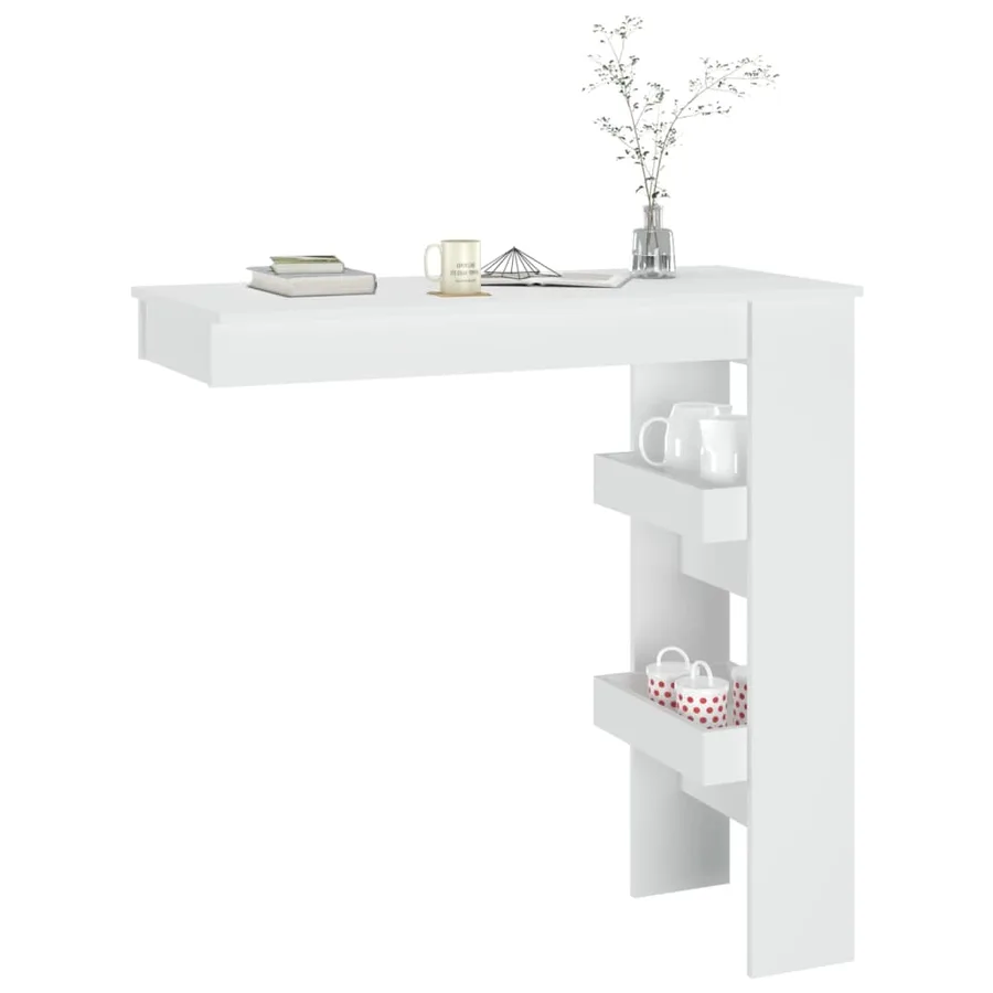 Table de bar murale Blanc 102x45x103,5 cm Bois d'ingénierie - 7