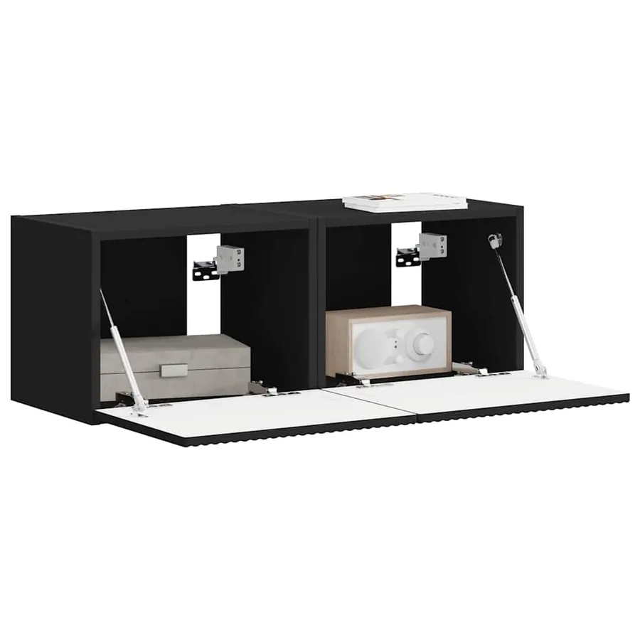 Meuble TV mural 2 pcs Noir 39 x 31 x 29,5 cm Bois d'ingénierie - 3