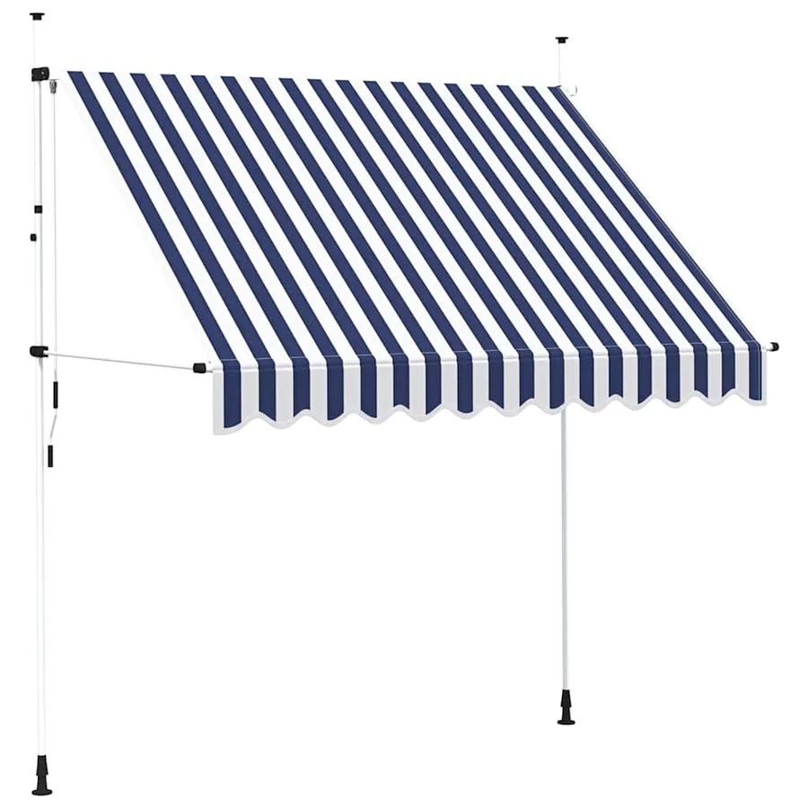 Auvent rétractable manuel 250 cm Rayures bleues et blanches - 2