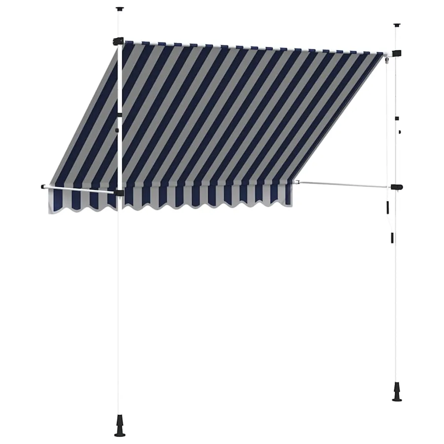 Auvent rétractable manuel 250 cm Rayures bleues et blanches - 5