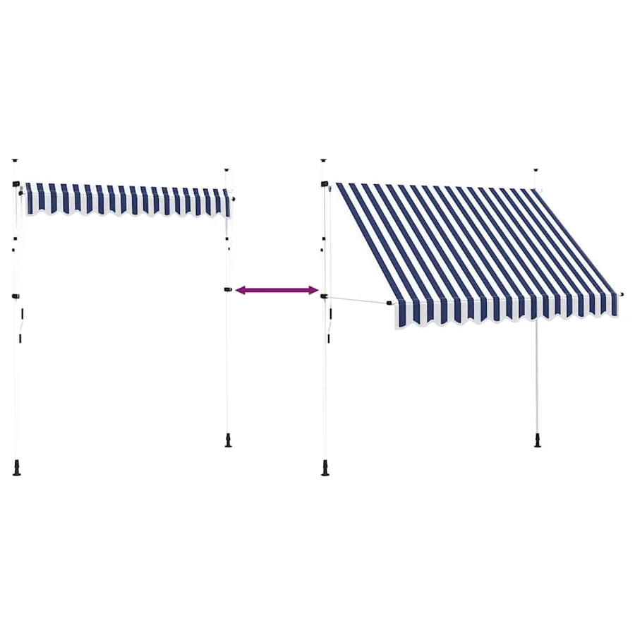 Auvent rétractable manuel 250 cm Rayures bleues et blanches - 6