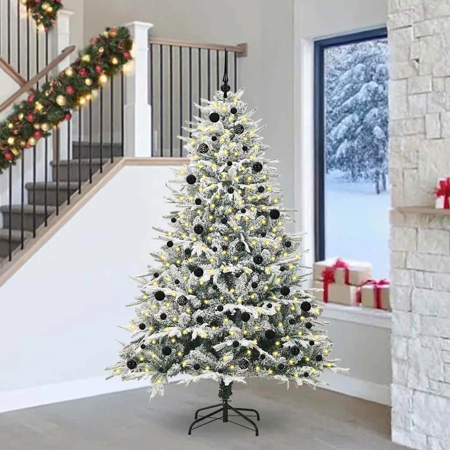 Arbre de Noël artificiel pré-éclairé avec ensemble de boules