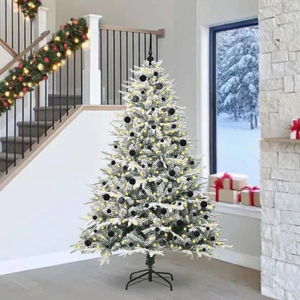 Arbre de Noël artificiel pré-éclairé avec ensemble de boules