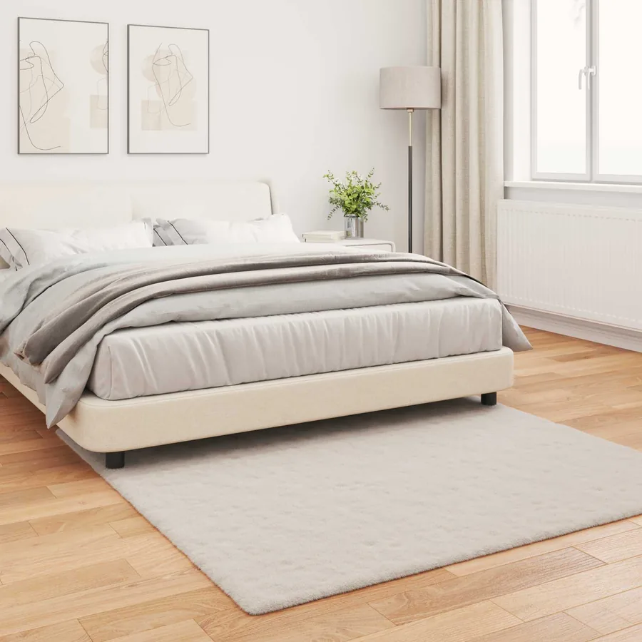 Tapis antidérapant en fausse de lapin OLITE Beige 120 x 120 cm - 4