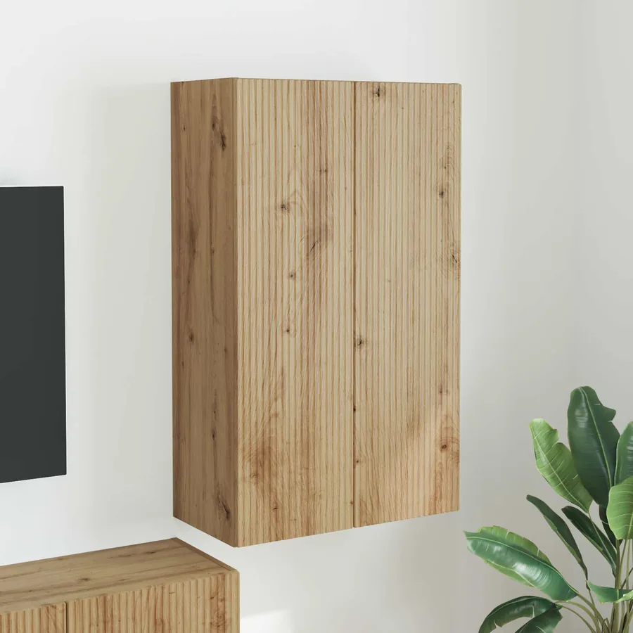Meuble TV mural Chêne artisanal 59,5 x 31 x 100 cm