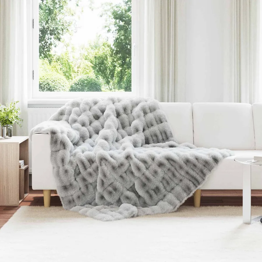 Couverture antidérapante en fausse de lapin Olite 4 pcs Gris