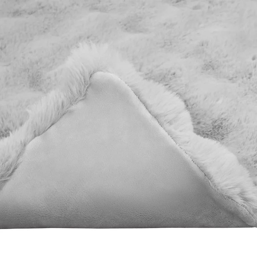 Couverture antidérapante en fausse de lapin Olite 4 pcs Gris - 7