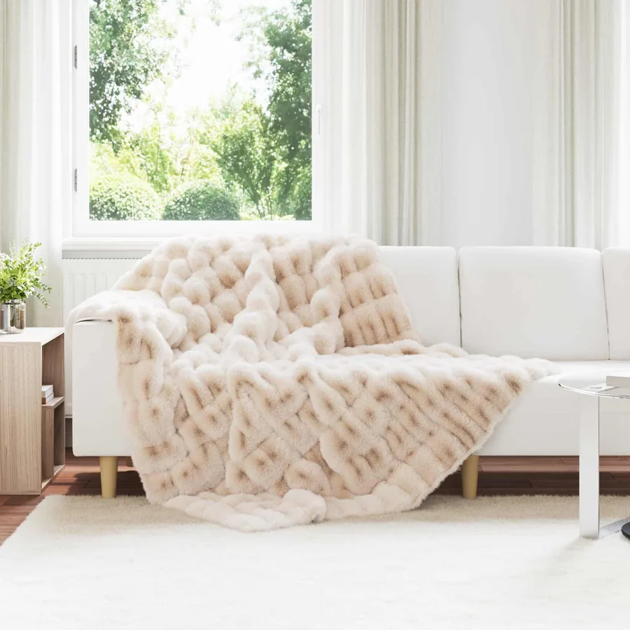 Couverture antidérapante en fausse de lapin Olite 4 pcs Beige