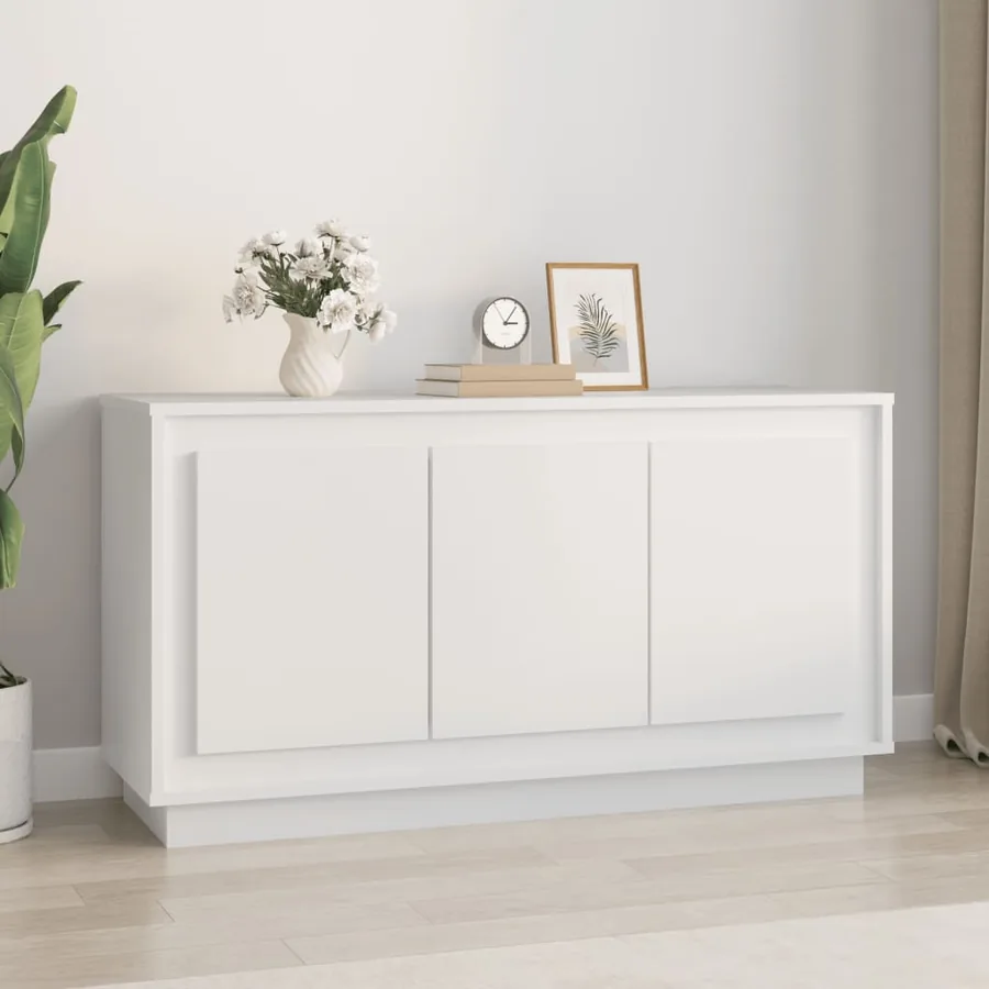 Sideboard white 102x35x55 cm engineered wood