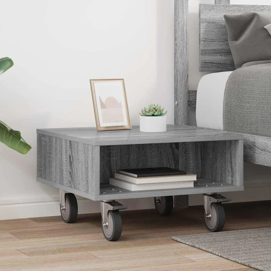 Table d'appoint avec roues Gris Sonoma 50,5 x 50 x 30 cm - 4