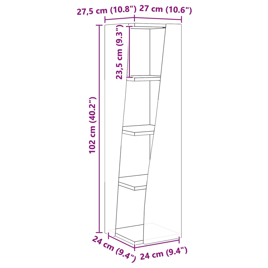 Meuble d'angle Noir 27,5x27x102cm Bois d'ingénierie - 10
