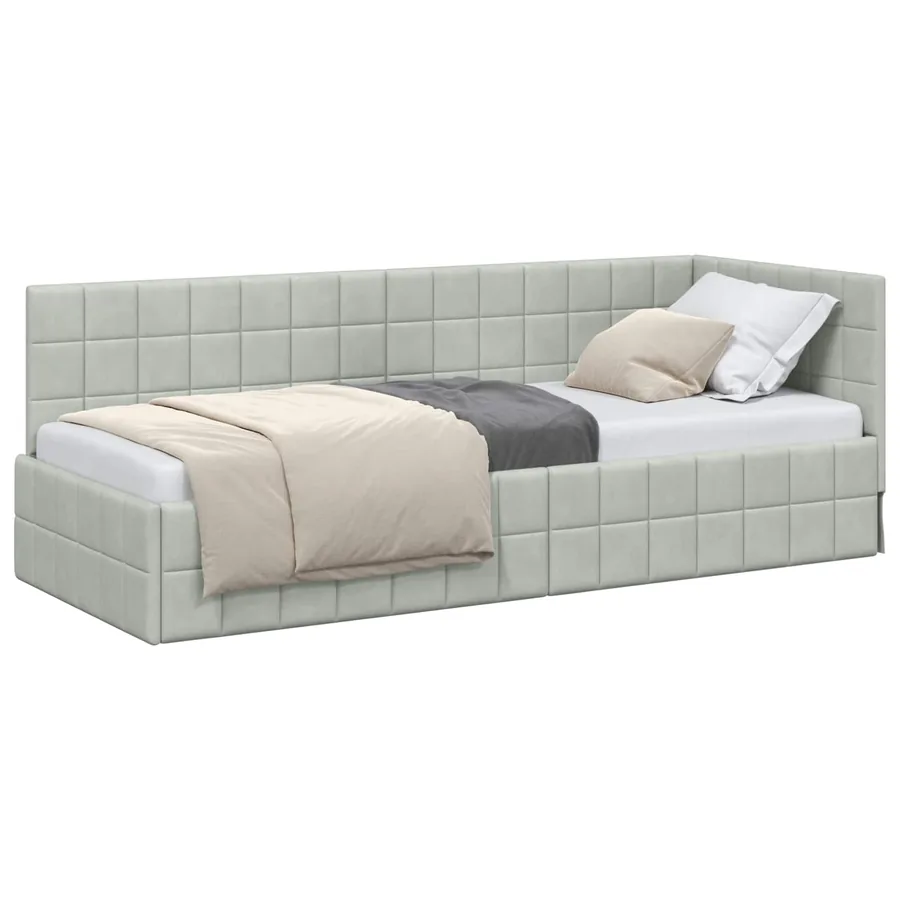 Cadre de lit d'angle Gris clair 80 cm x 200 cm Velours - 2