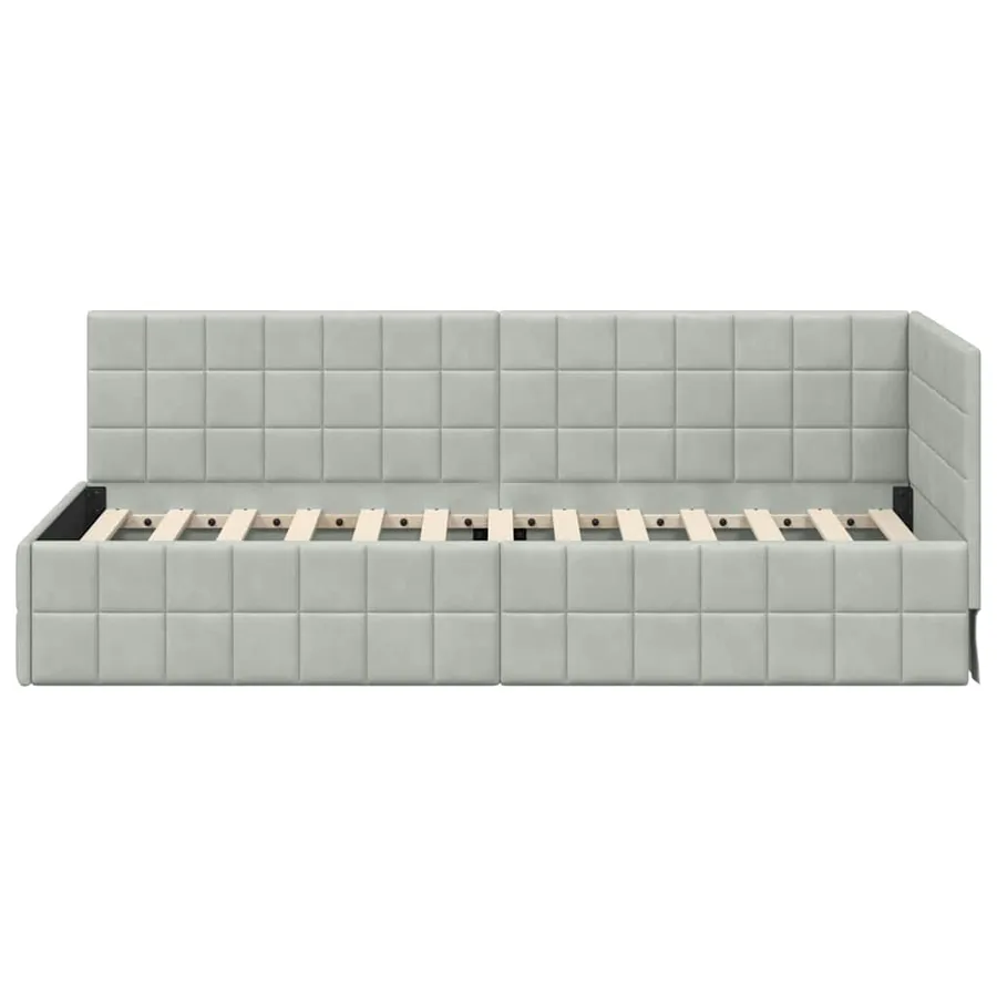 Cadre de lit d'angle Gris clair 80 cm x 200 cm Velours - 5