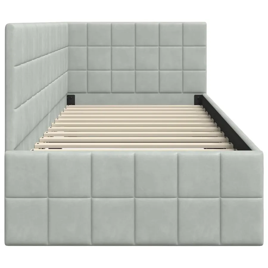 Cadre de lit d'angle Gris clair 80 cm x 200 cm Velours - 6