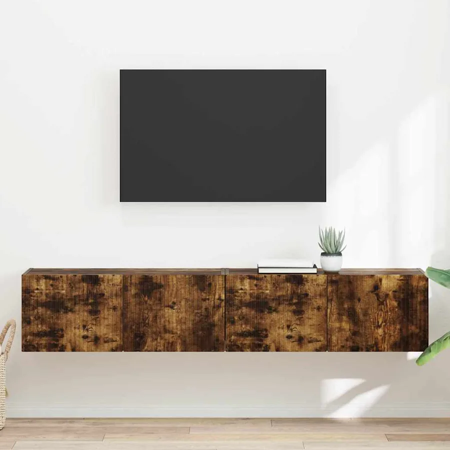 Meuble TV mural 2 pcs Chêne fumé 78,5 x 31 x 29,5 cm