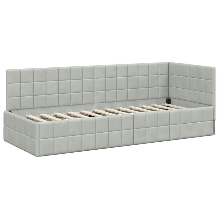 Cadre de lit d'angle avec matelas 2 pcs Gris clair Velours - 6