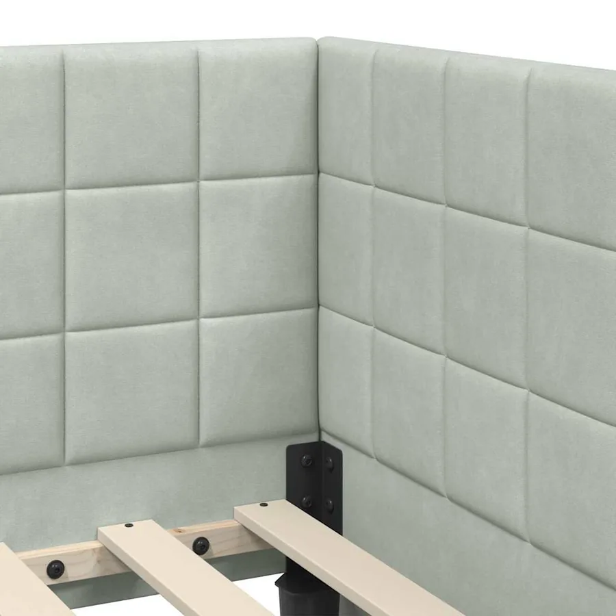 Cadre de lit d'angle avec matelas 2 pcs Gris clair Velours - 8