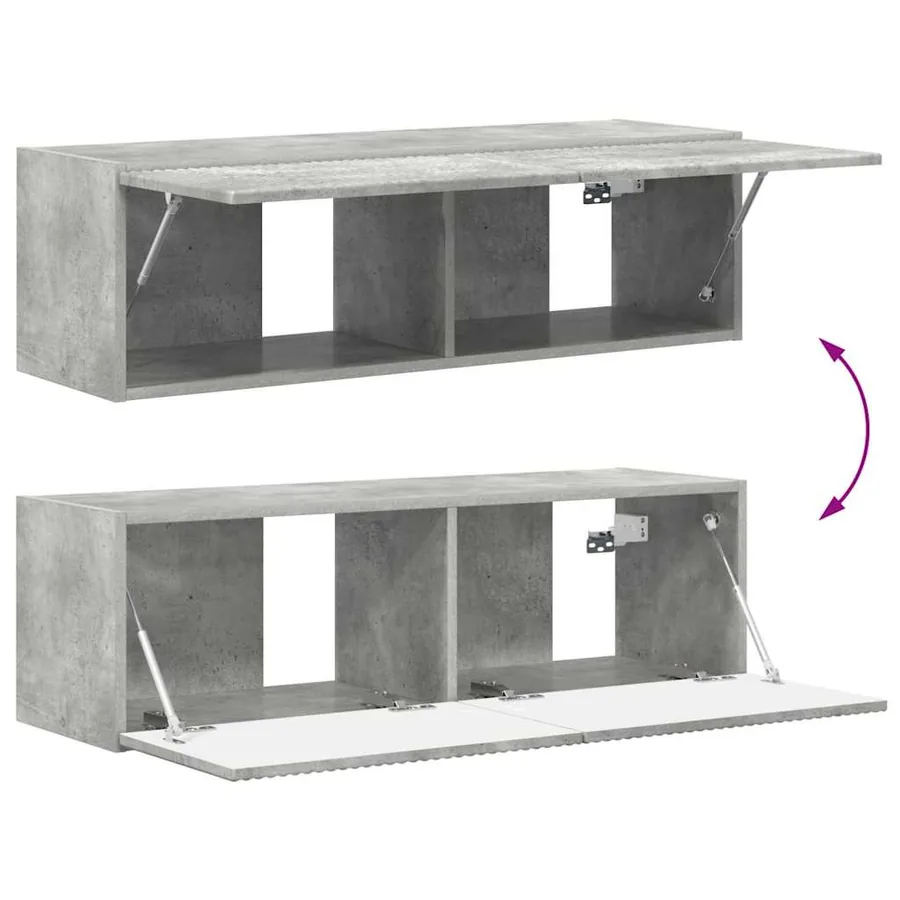Meuble TV mural 2 pcs Béton 98 x 31 x 29,5 cm Bois d'ingénierie - 12