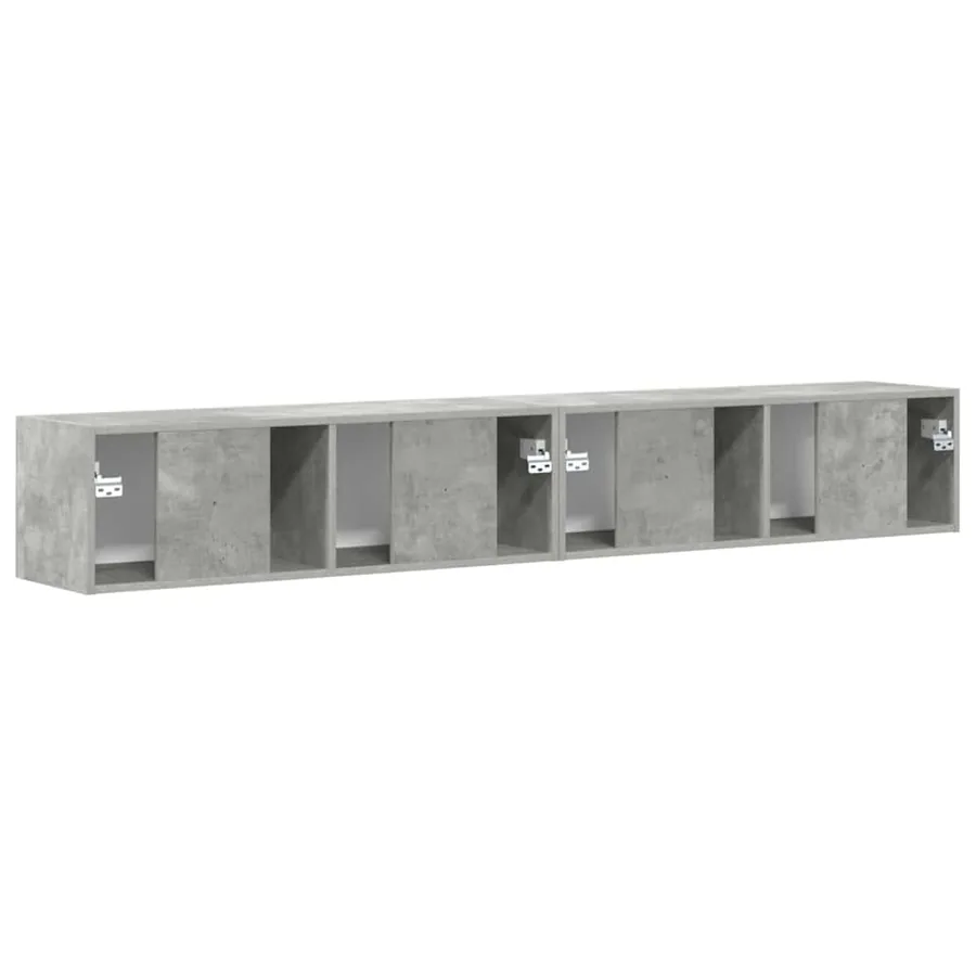 Meuble TV mural 2 pcs Béton 98 x 31 x 29,5 cm Bois d'ingénierie - 9