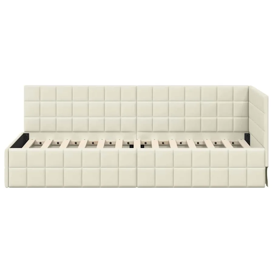 Cadre de lit d'angle Crème 80 cm x 200 cm Velours - 5