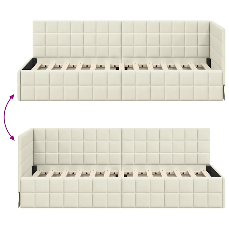 Cadre de lit d'angle Crème 80 cm x 200 cm Velours - 9
