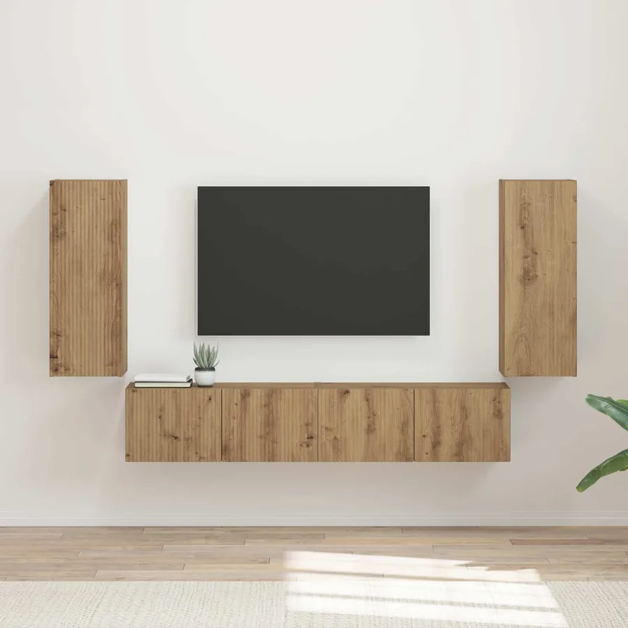 Ensemble de meuble TV mural 4 pcs Chêne artisanal