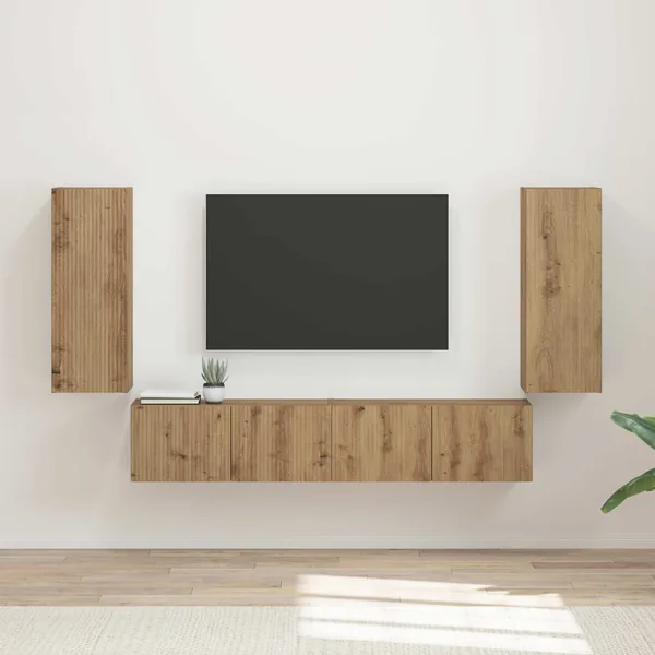 Ensemble de meuble TV mural 4 pcs Chêne artisanal