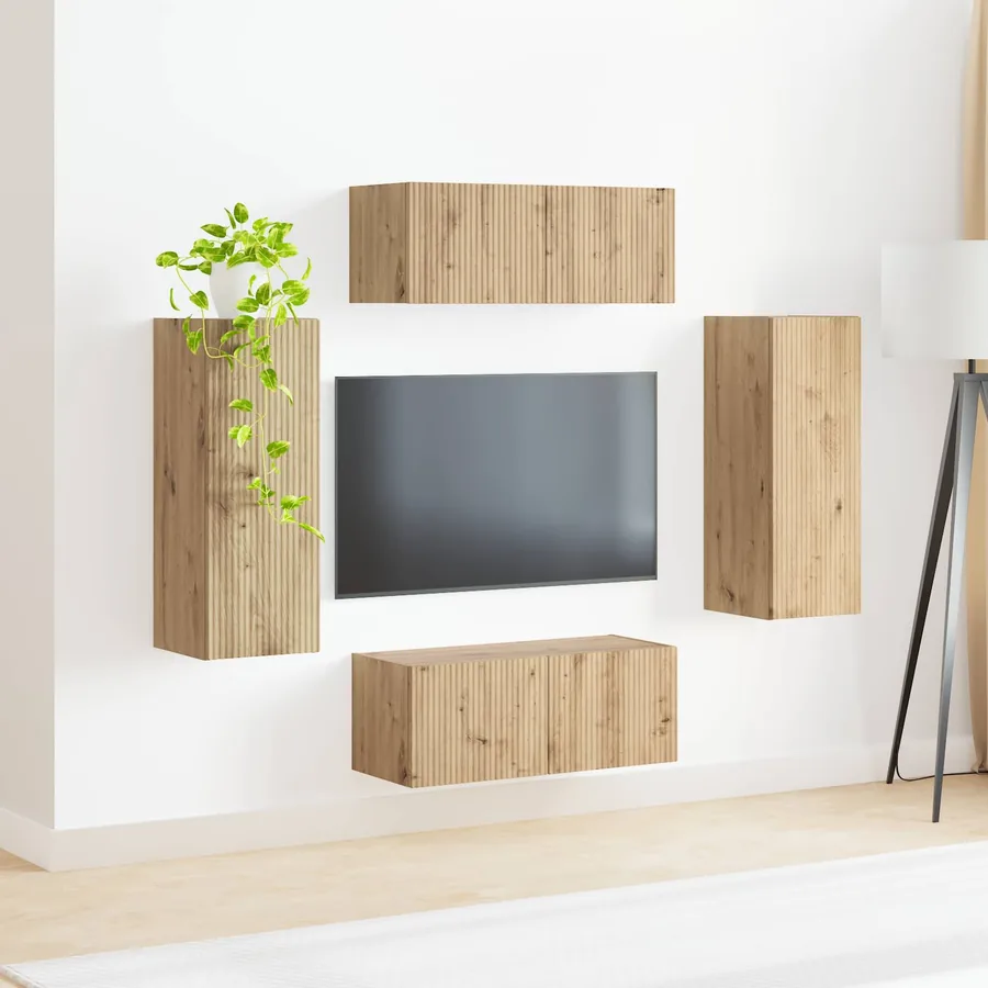 Ensemble de meuble TV mural 4 pcs Chêne artisanal - 4