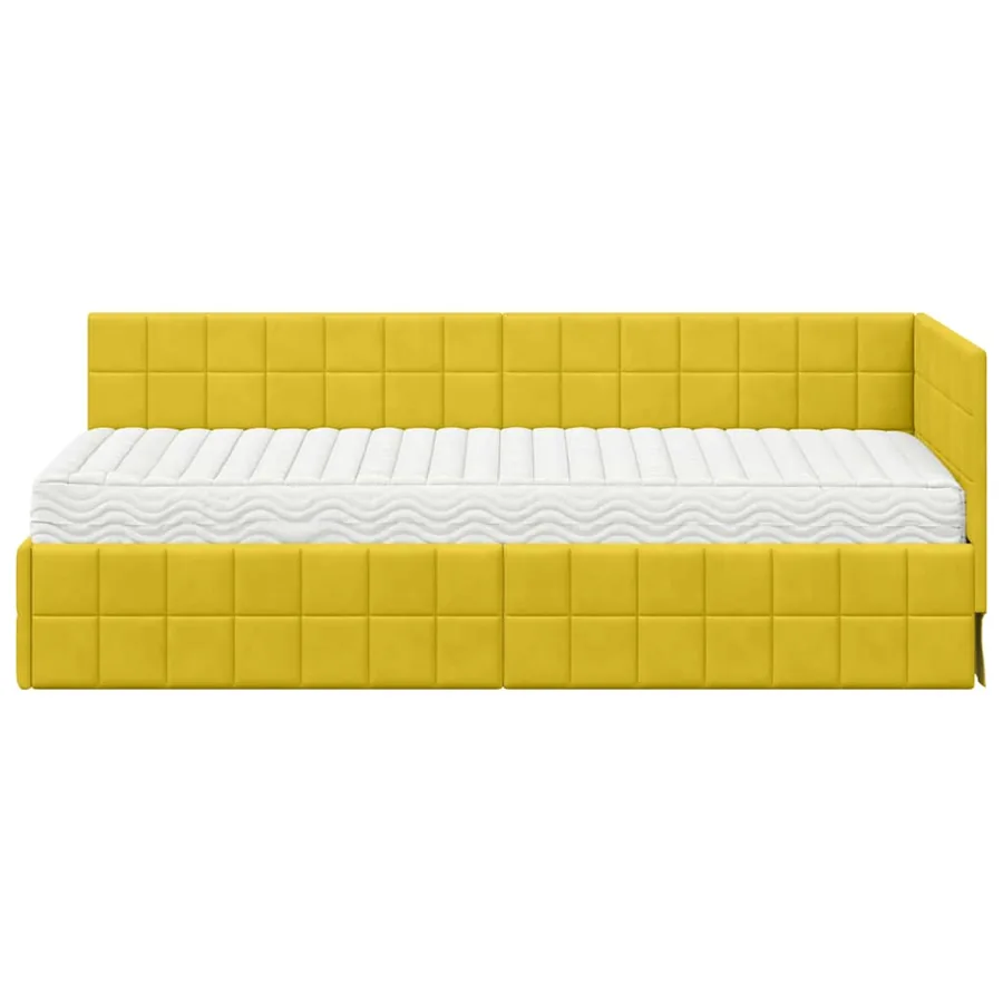 Cadre de lit d'angle avec matelas 2 pcs Jaune Velours - 5