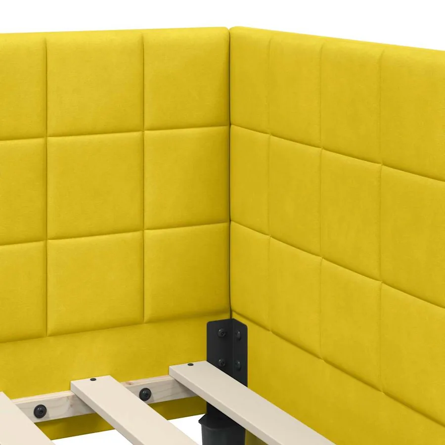 Cadre de lit d'angle avec matelas 2 pcs Jaune Velours - 8