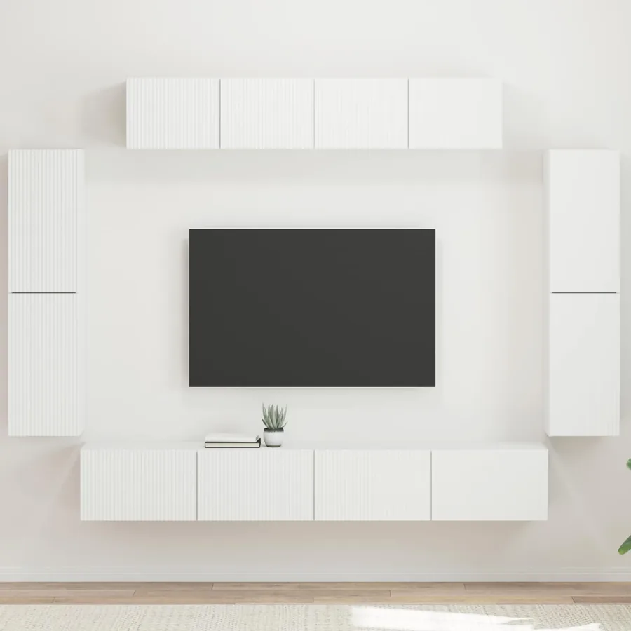 Meuble TV 8 pcs Blanc