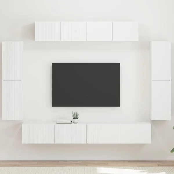 Meuble TV 8 pcs Blanc