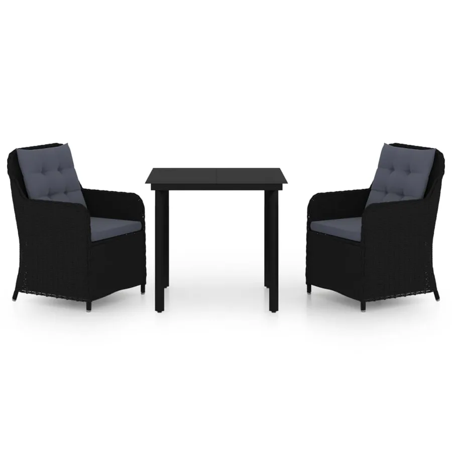Ensemble à manger de jardin 3 pcs Noir - 2