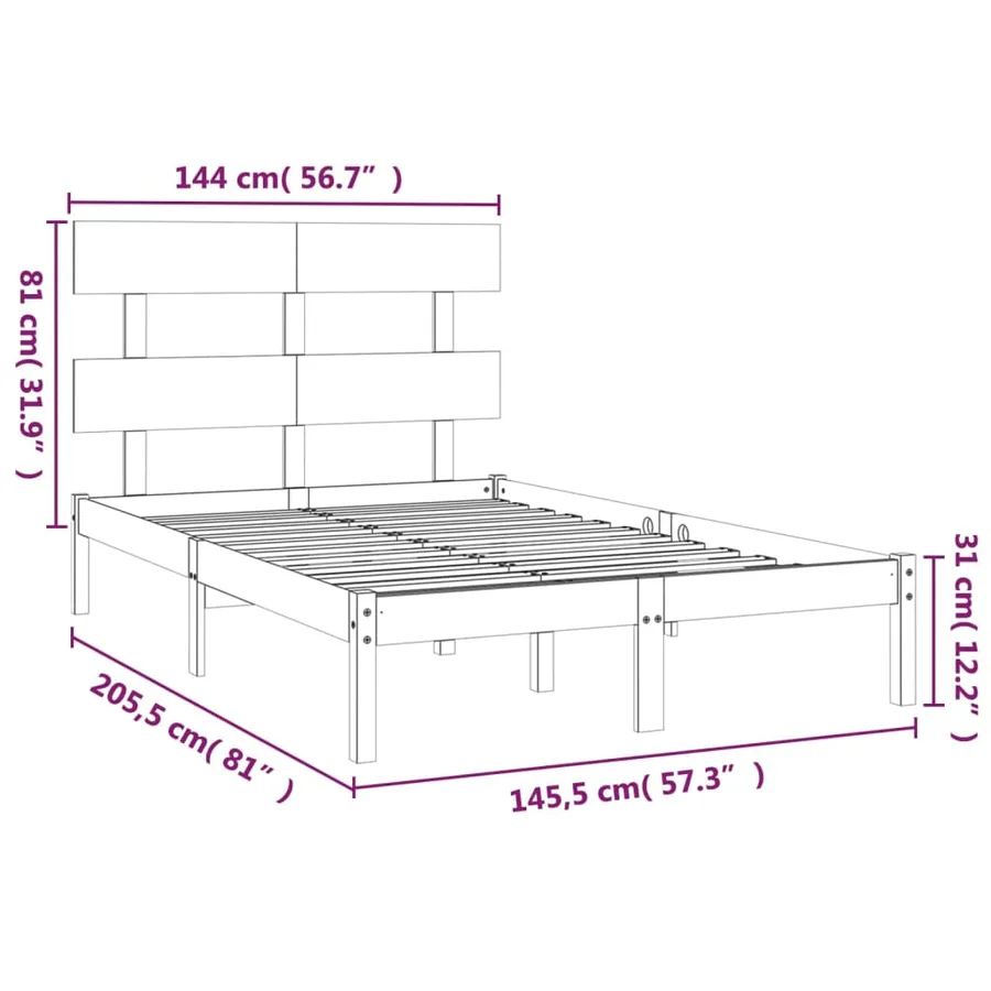 Cadre de lit sans matelas 140x200 cm bois massif - 6