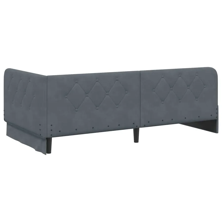 Cadre de lit d'angle Gris foncé 90 x 190 cm Velours - 9