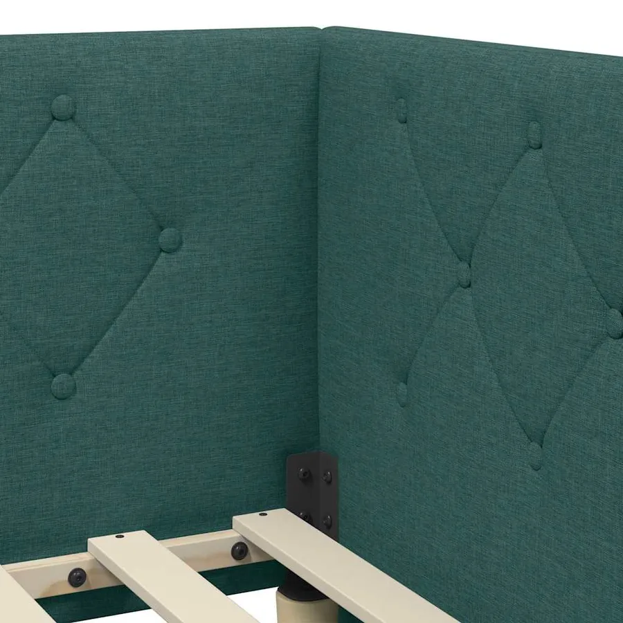 Cadre de lit d'angle Vert foncé 80 x 200 cm tissu - 8