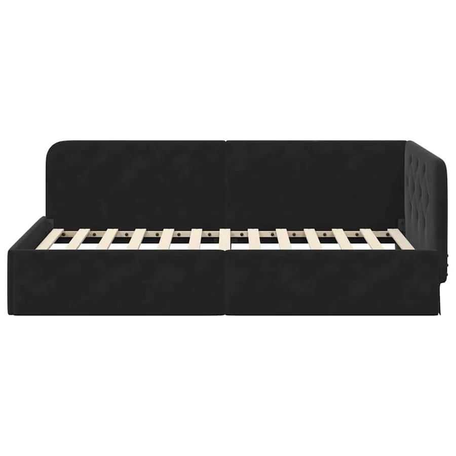 Cadre de lit d'angle Noir 100 x 200 cm Velours - 5