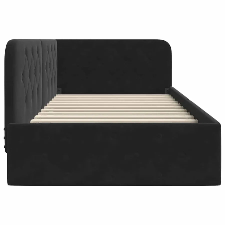 Cadre de lit d'angle Noir 100 x 200 cm Velours - 6