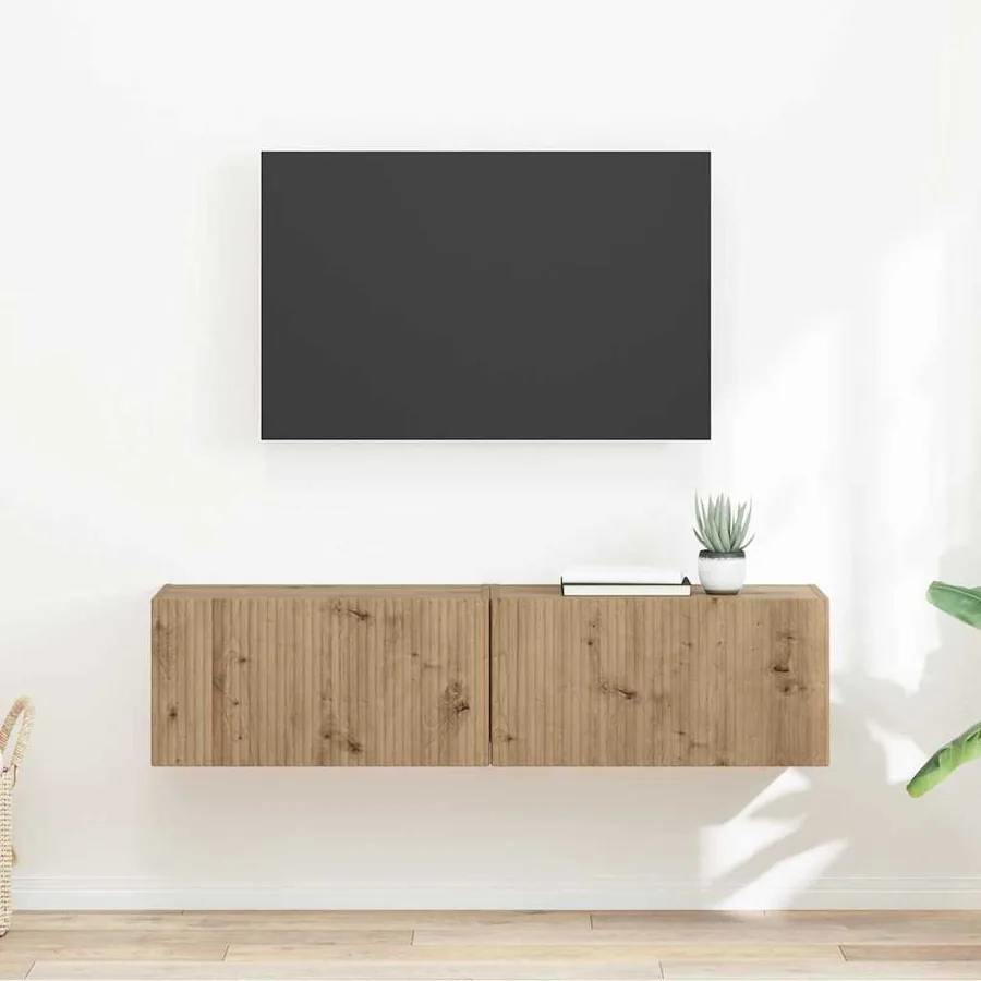 Meuble TV mural 2 pcs Chêne artisan Bois d'ingénierie
