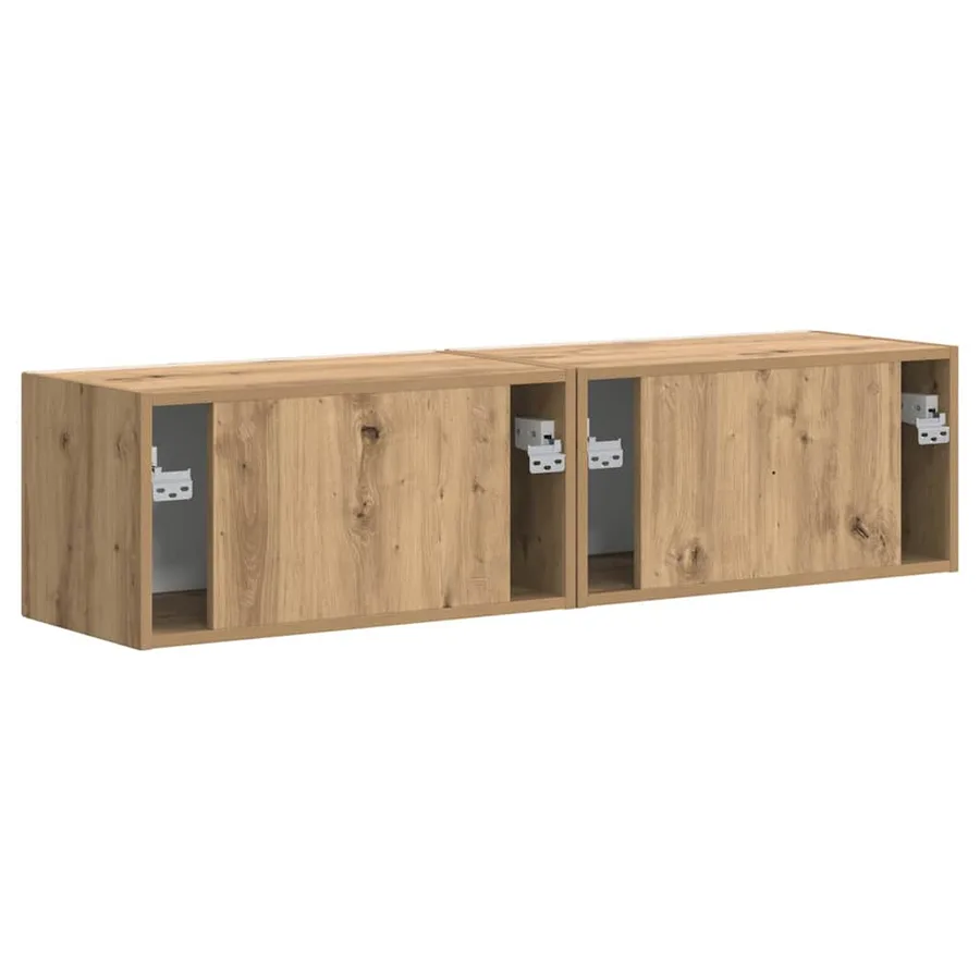 Meuble TV mural 2 pcs Chêne artisan Bois d'ingénierie - 9