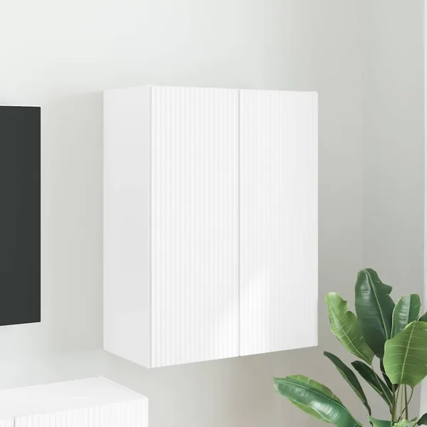 Meuble TV mural Blanc 59,5 x 31 x 80 cm Bois d'ingénierie