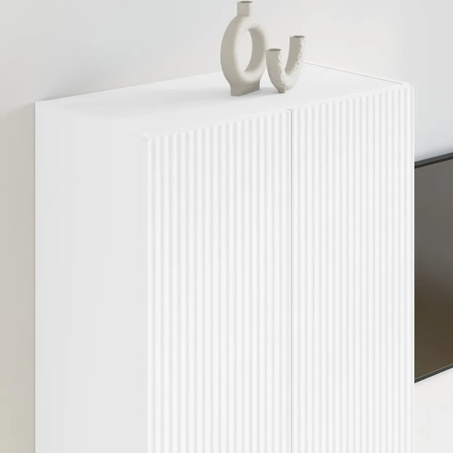 Meuble TV mural Blanc 59,5 x 31 x 80 cm Bois d'ingénierie - 4