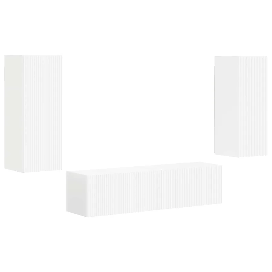 Ensemble meuble TV Montage mural 2 pcs Blanc Bois d'ingénierie - 2