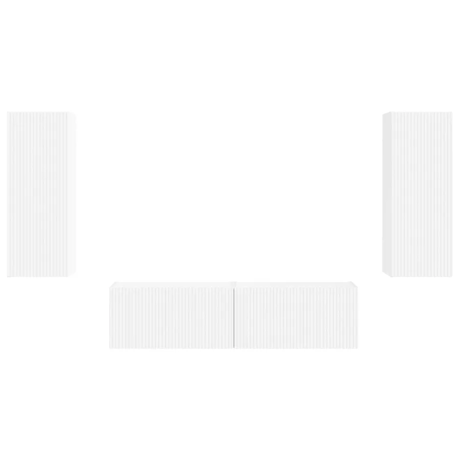 Ensemble meuble TV Montage mural 2 pcs Blanc Bois d'ingénierie - 7